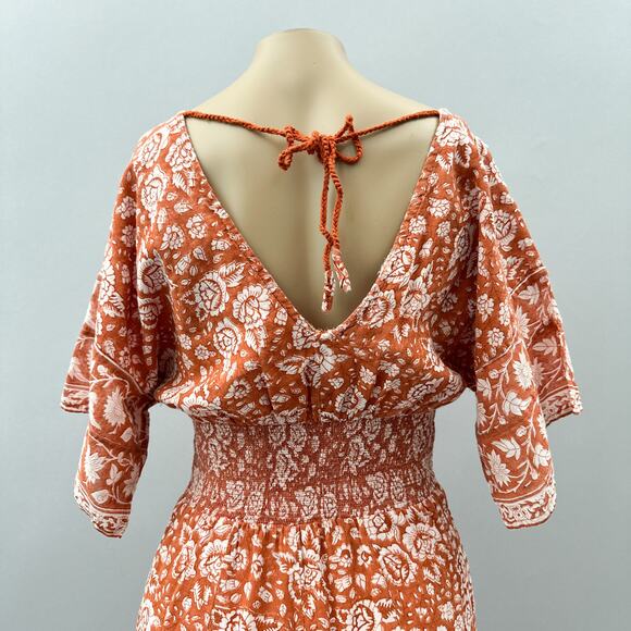 Cleobella Printed Jess Jumpsuit Burnt Orange Cream Floral Women's Size Small - Picture 9 of 16